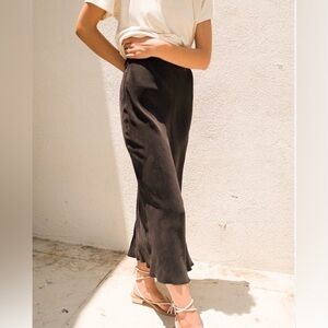 OZMA Grace Slip Skirt, cupro, Size M, color Almond